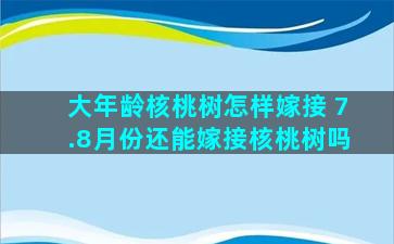 大年龄核桃树怎样嫁接 7.8月份还能嫁接核桃树吗